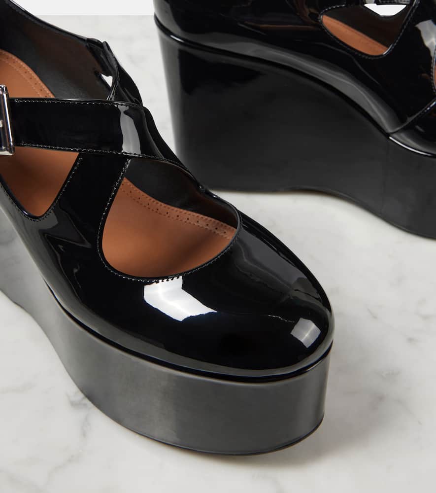 Alaia Criss Cross patent leather wedges
