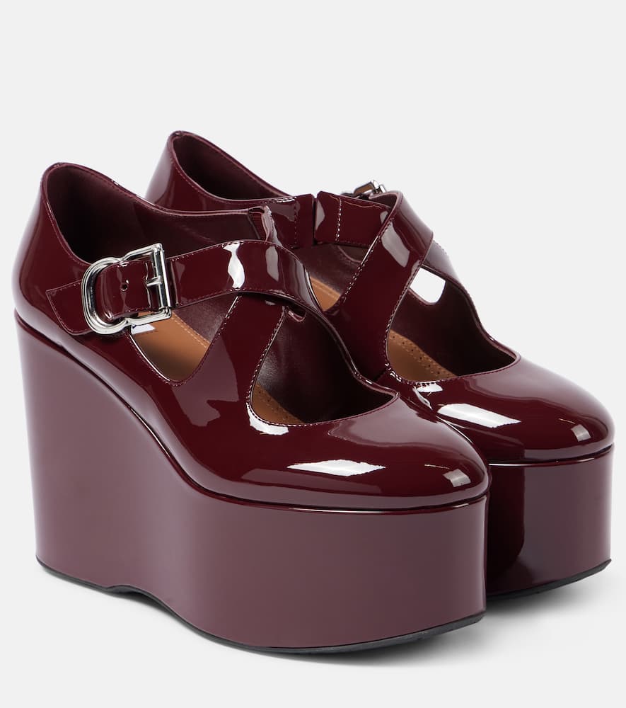 Alaia Criss Cross patent leather wedges