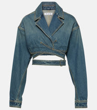 Alaia Cropped denim wrap jacket - Alaia 短款牛仔裹身外套
