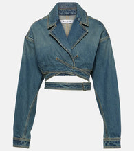 Alaia Cropped denim wrap jacket