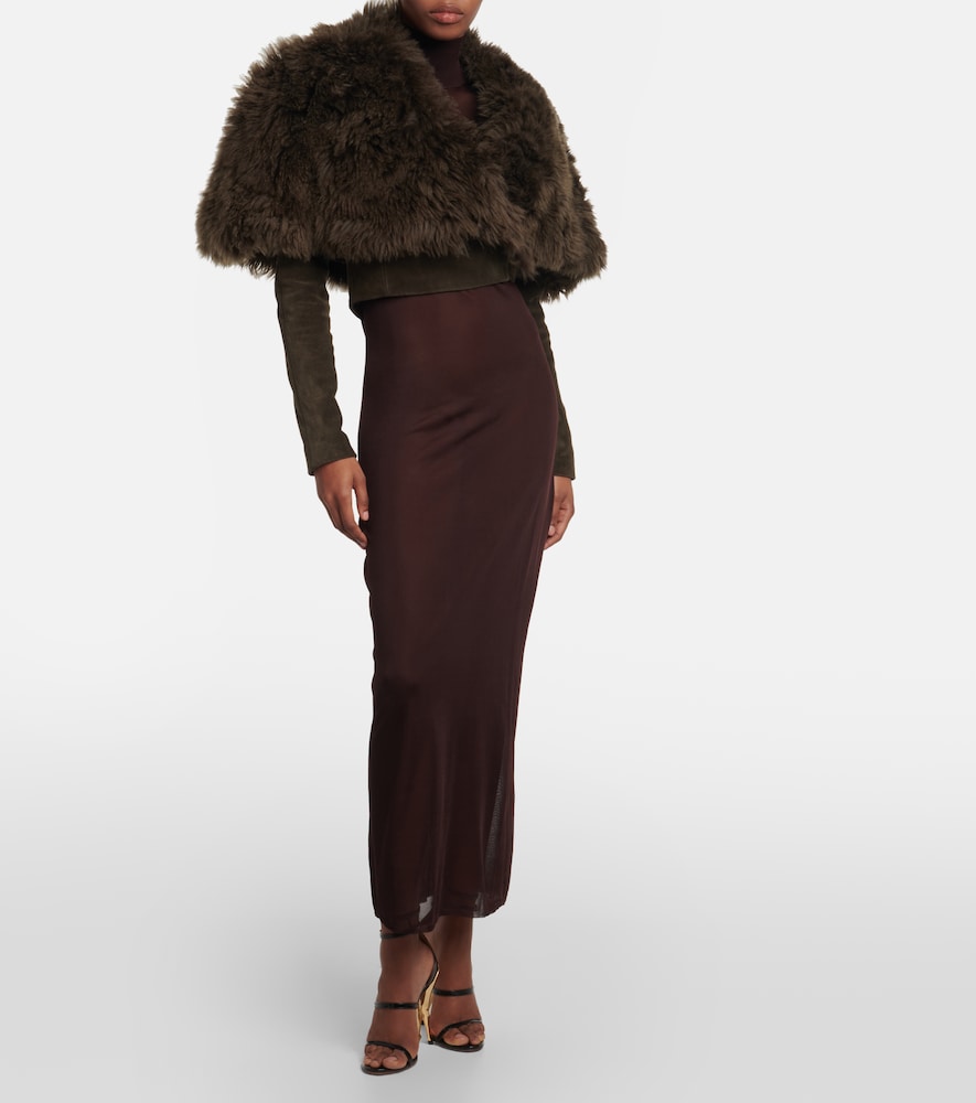 Alaia Cropped shearling and suede jacket