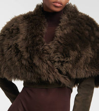 Alaia Cropped shearling and suede jacket