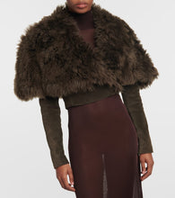 Alaia Cropped shearling and suede jacket
