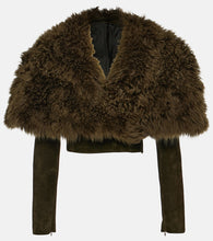 Alaia Cropped shearling and suede jacket - Alaia 短款羊毛皮绒面革夹克