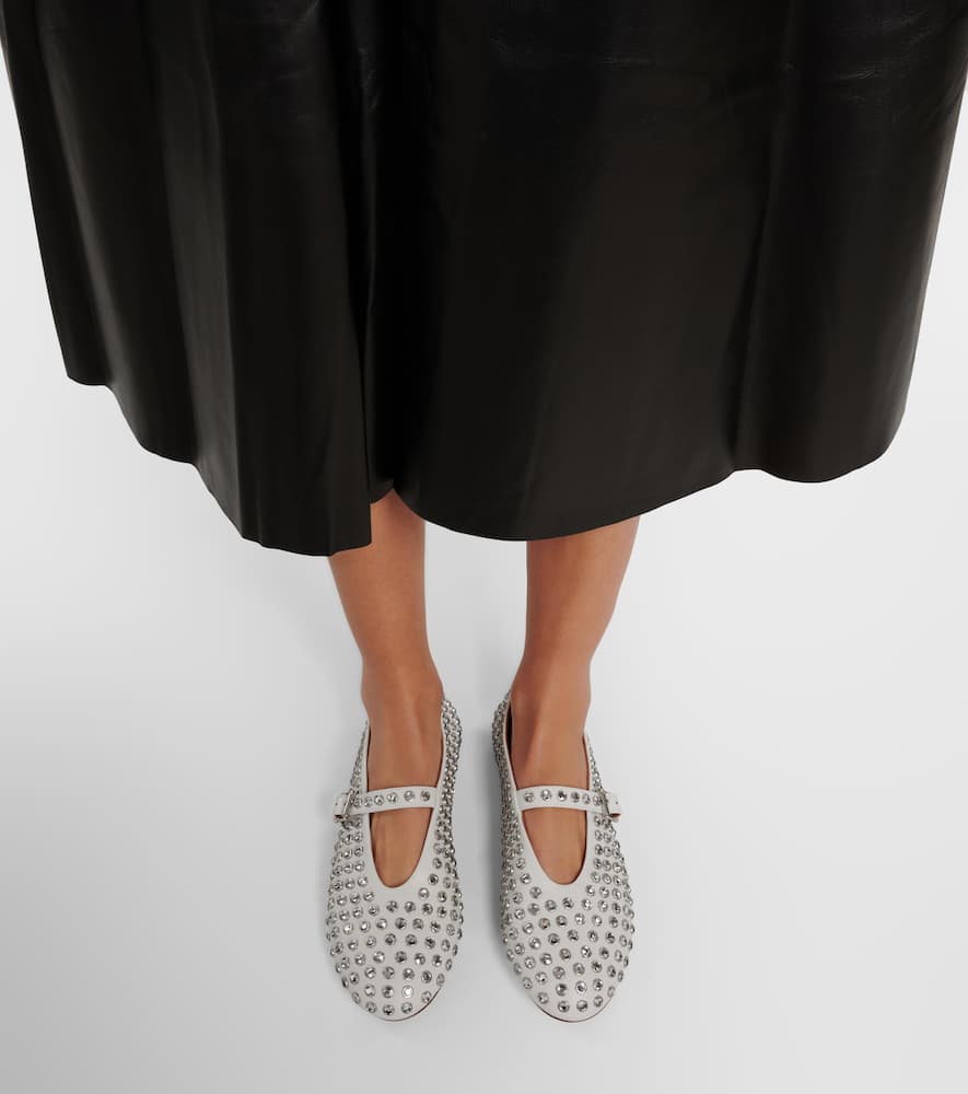 Alaia Crystal-embellished leather ballet flats