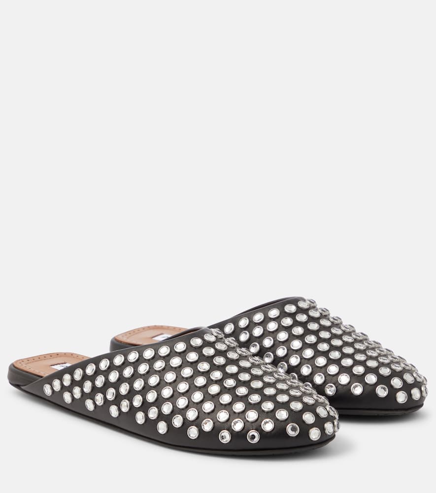 Alaia Crystal-embellished leather mules