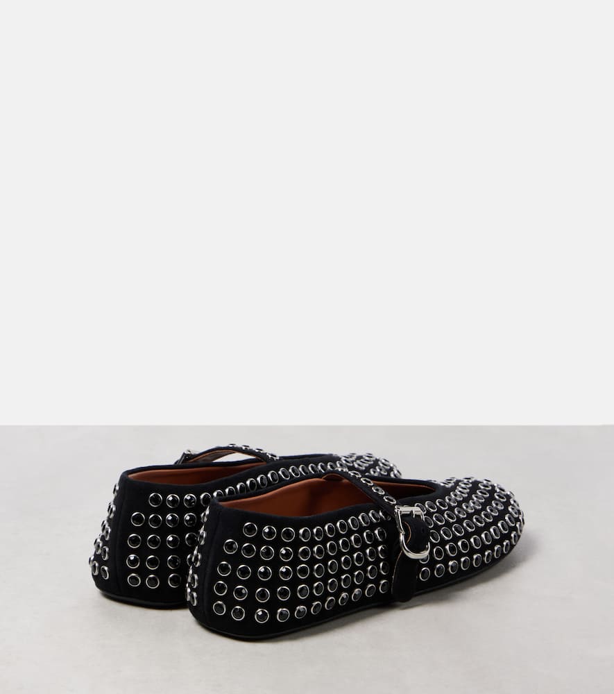 Alaia Crystal-embellished suede ballet flats