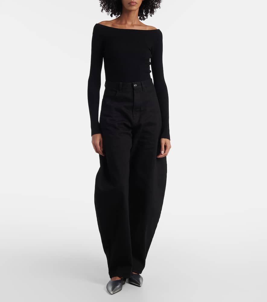 Alaia D√É¬©grad√É¬© fishnet leather ballet flats