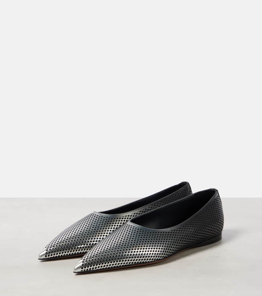 Alaia D√É¬©grad√É¬© fishnet leather ballet flats