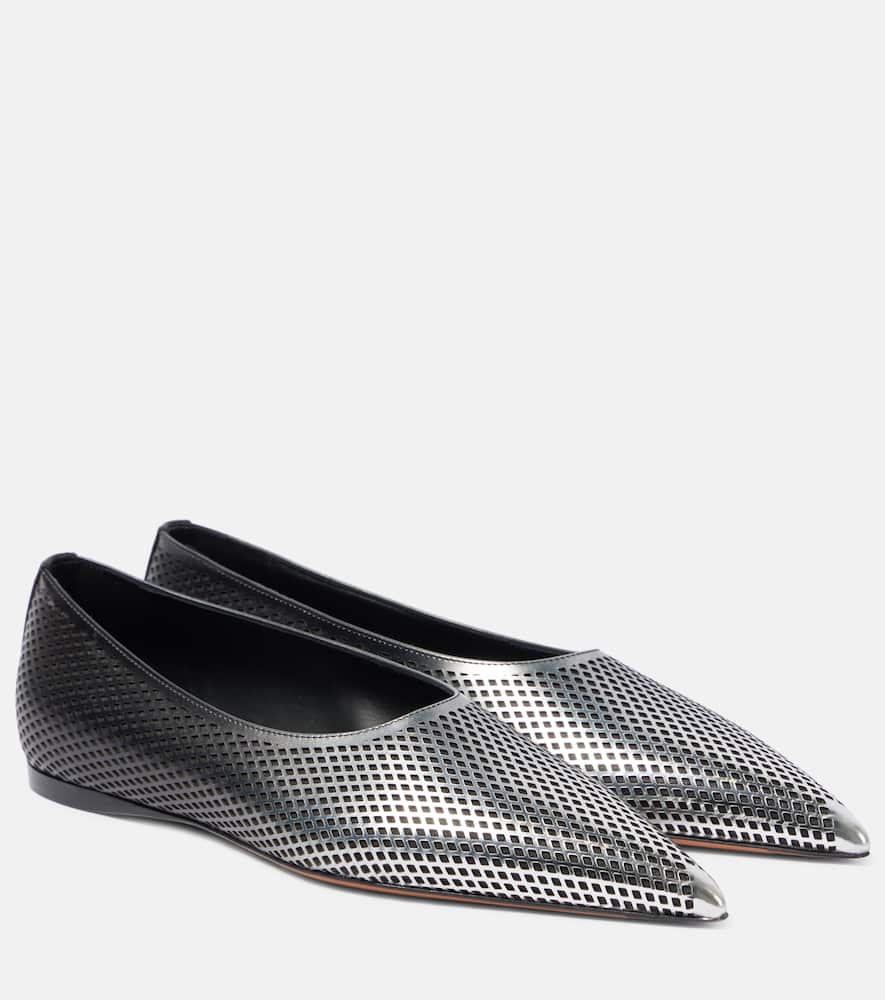 Alaia D√É¬©grad√É¬© fishnet leather ballet flats