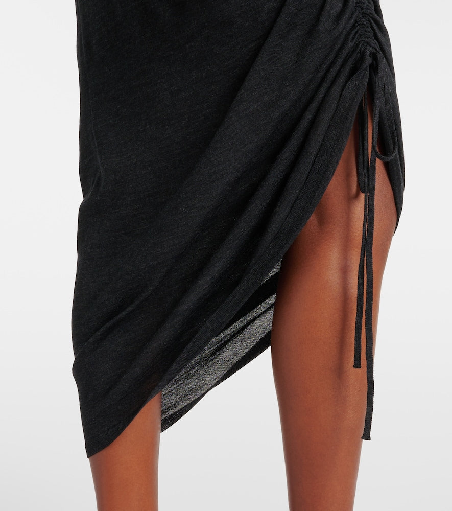 Alaia Draped wool turtleneck dress