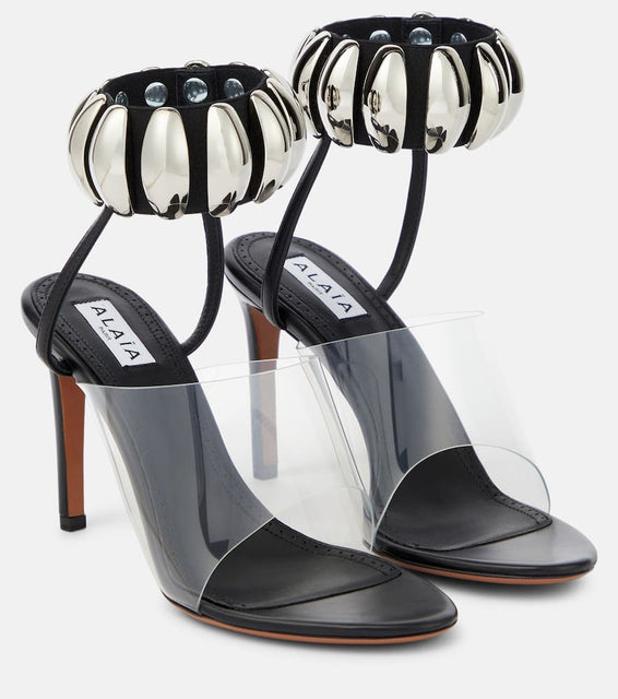 Alaia Embellished leather and PU sandals