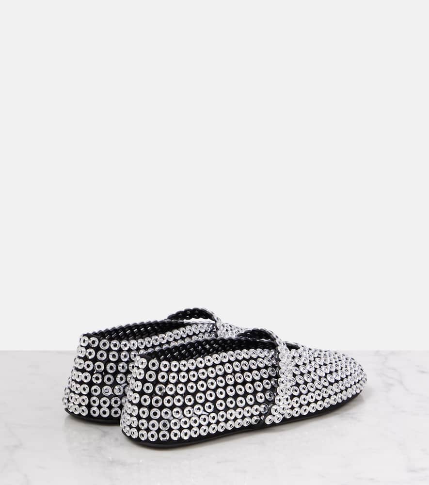 Alaia Embellished suede Mary Jane flats