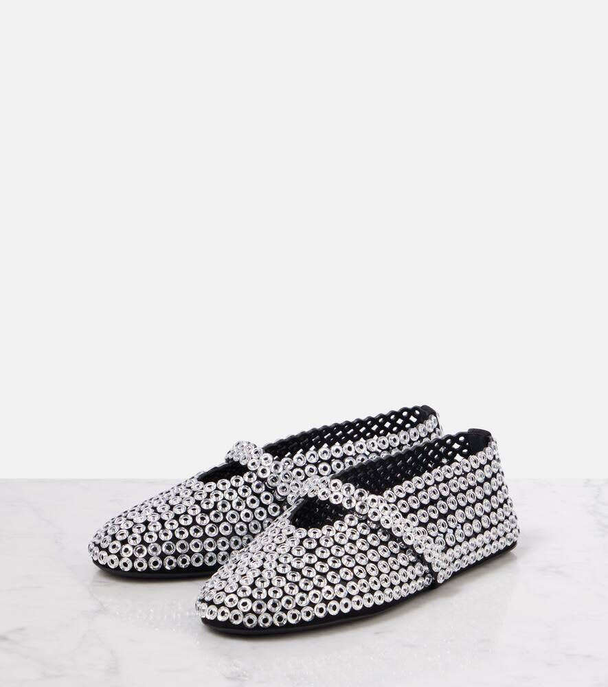 Alaia Embellished suede Mary Jane flats