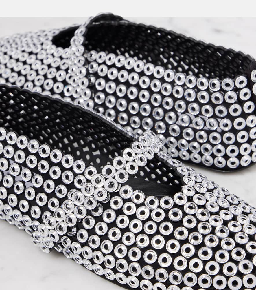 Alaia Embellished suede Mary Jane flats