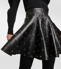 Alaia Eyelet embellished leather miniskirt