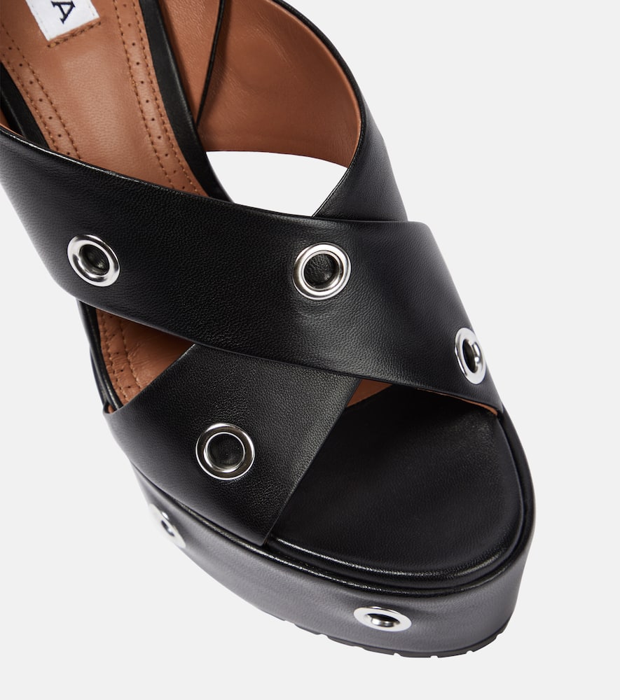 Alaia Eyelet-embellished leather sandals