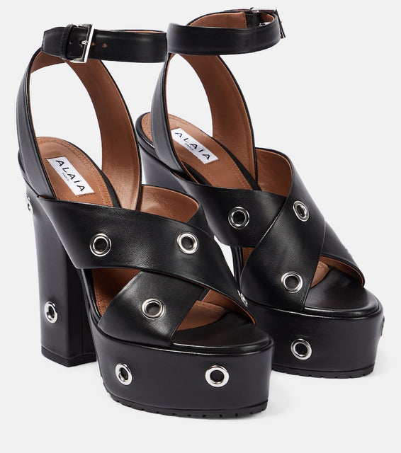 Alaia Eyelet-embellished leather sandals