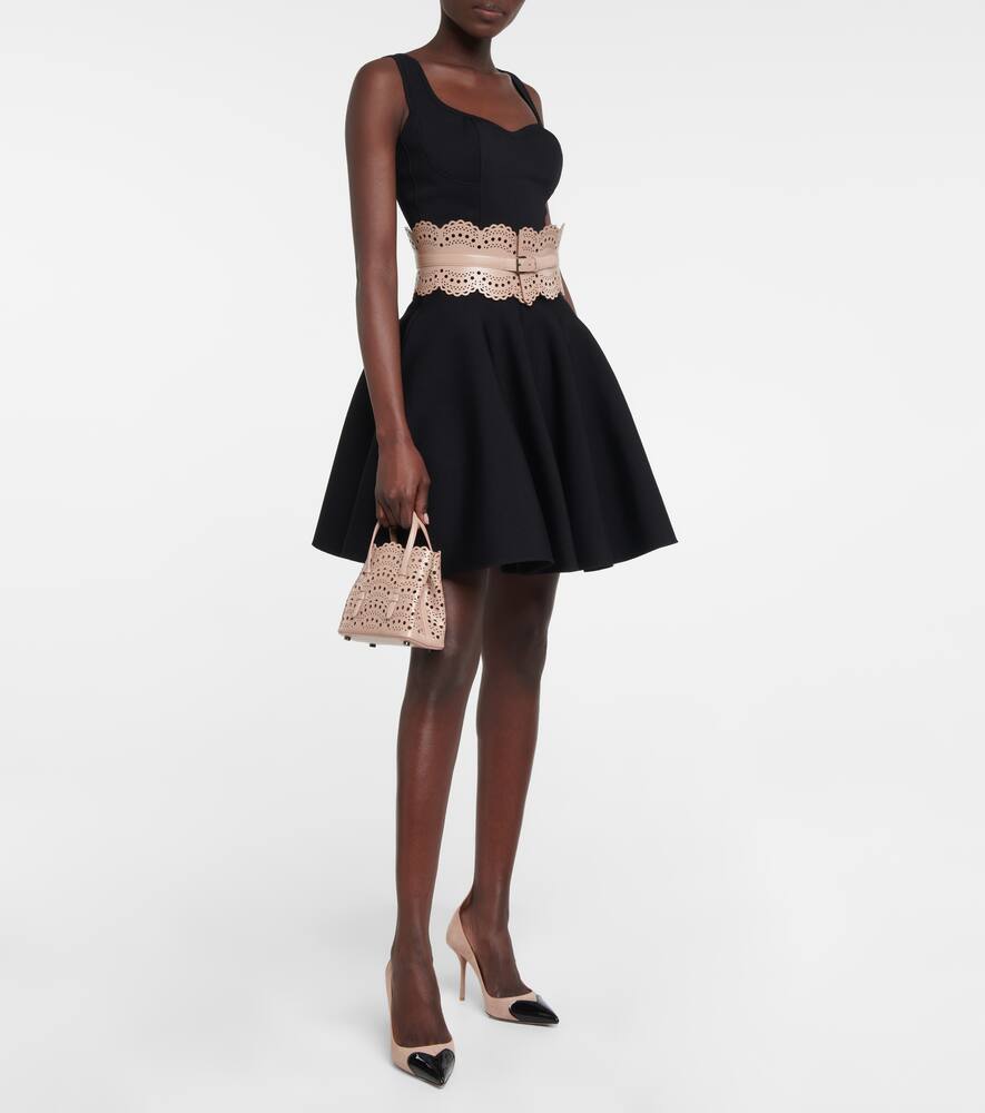 Alaia Heart suede and patent leather pumps