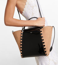 Alaia Hinge Medium suede and leather tote