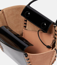 Alaia Hinge Medium suede and leather tote