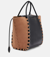 Alaia Hinge Medium suede and leather tote