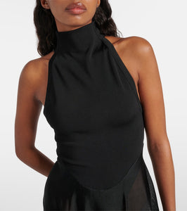Alaia Jersey and mesh minidress
