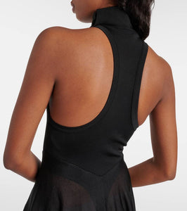 Alaia Jersey and mesh minidress