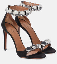 Alaia La Bombe 110 embellished suede sandals - Alaia La Bombe 110 缀饰绒面革凉鞋