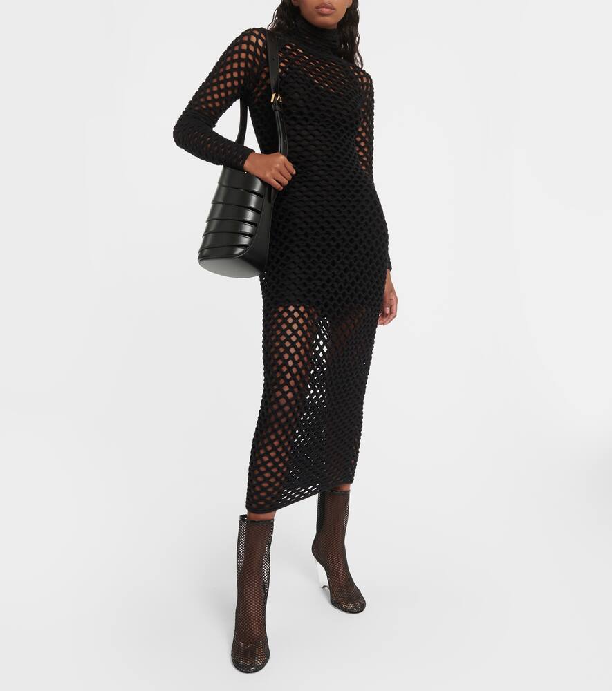 Alaia La Cage mesh and PU wedge ankle boots