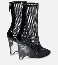 Alaia La Cage mesh and PU wedge ankle boots