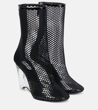 Alaia La Cage mesh and PU wedge ankle boots