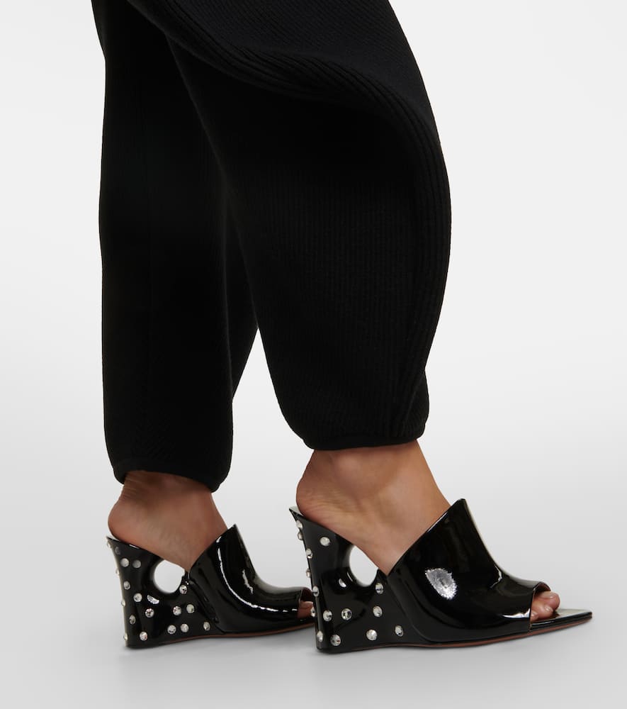 Alaia La Sculpture embellished patent leather mules