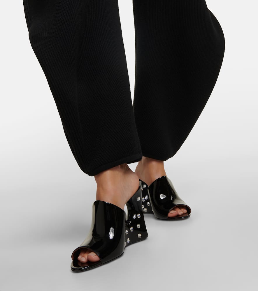 Alaia La Sculpture embellished patent leather mules