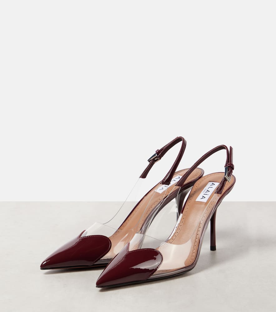Alaia Le C√Ö¬ìur 90 leather and PU slingback pumps