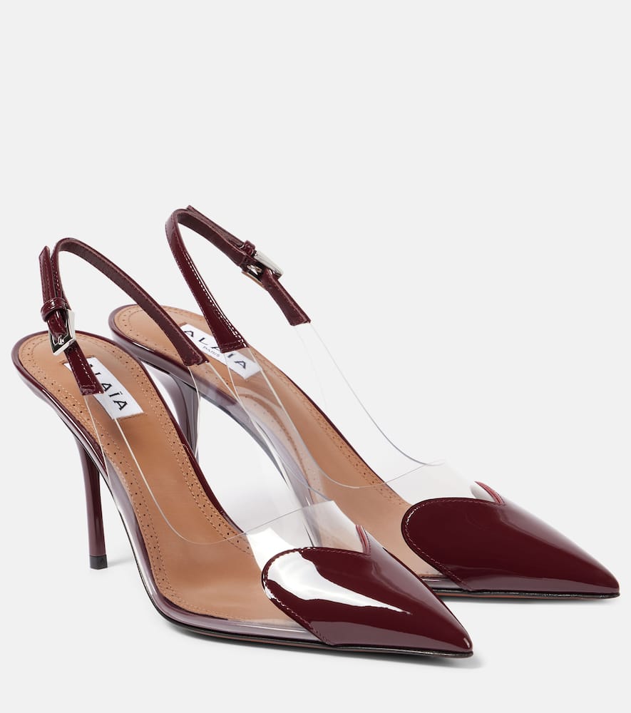 Alaia Le C√Ö¬ìur 90 leather and PU slingback pumps