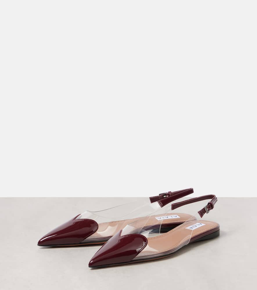 Alaia Le C√Ö¬ìur patent leather and PU slingback flats