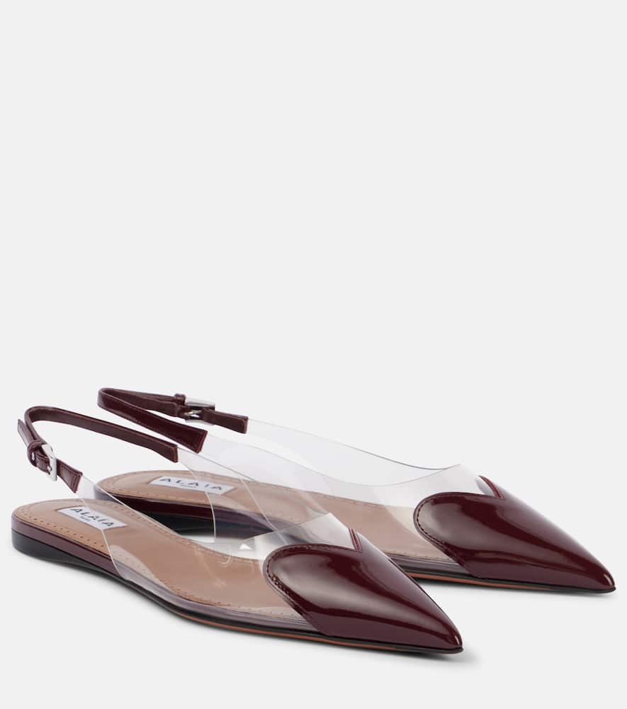 Alaia Le C√Ö¬ìur patent leather and PU slingback flats