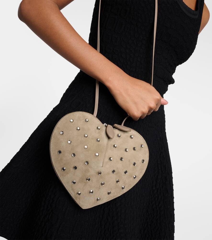 Alaia Le C√Ö¬ìur studded suede shoulder bag