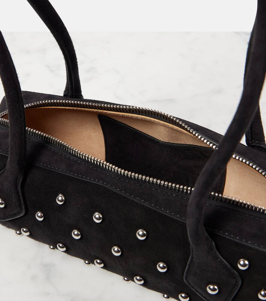 Alaia Le Teckel Small studded suede shoulder bag