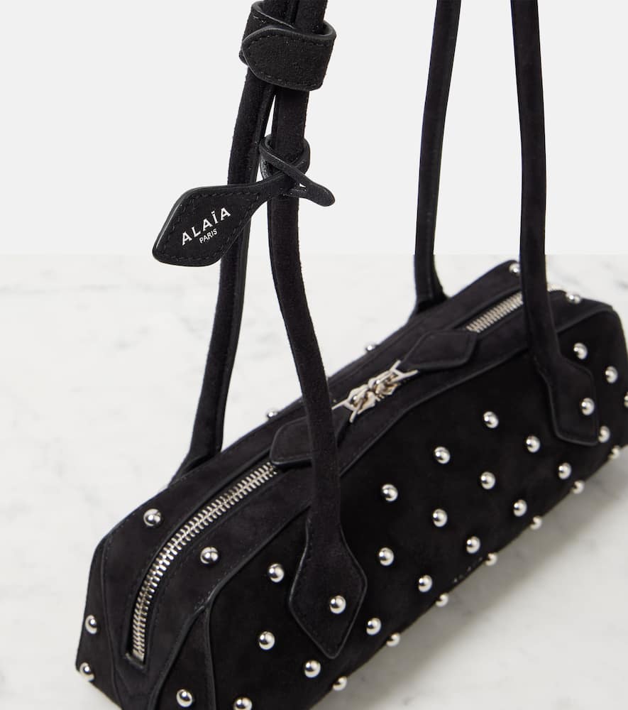 Alaia Le Teckel Small studded suede shoulder bag