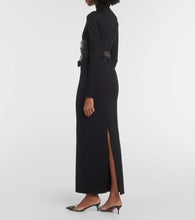Alaia Leather-trimmed jersey maxi dress