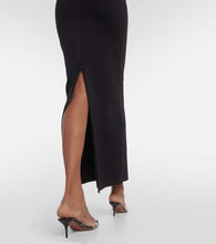 Alaia Leather-trimmed jersey maxi dress