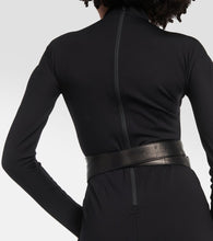 Alaia Leather-trimmed jersey maxi dress
