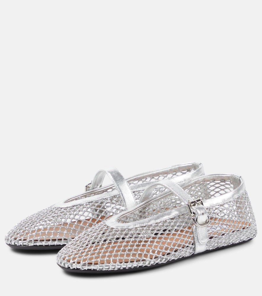 Alaia Metallic fishnet Mary Jane flats