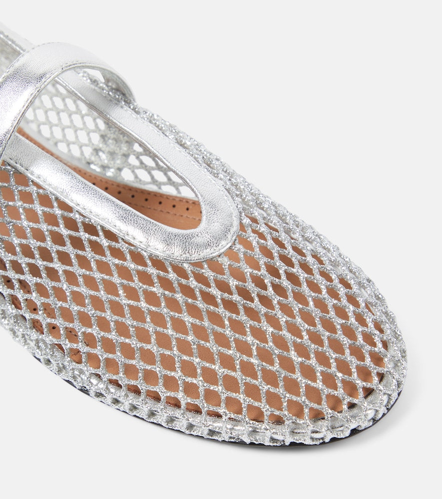 Alaia Metallic fishnet Mary Jane flats