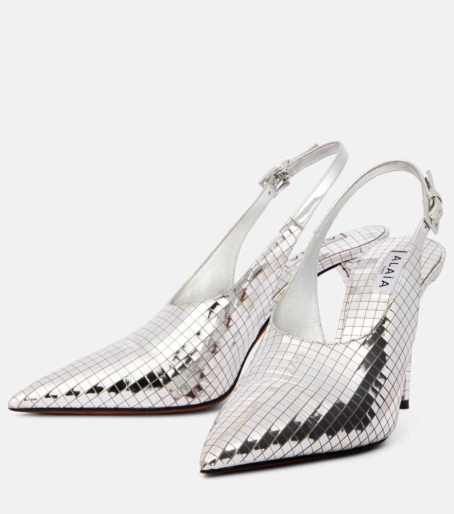 Alaia Mirrored leather slingback pumps