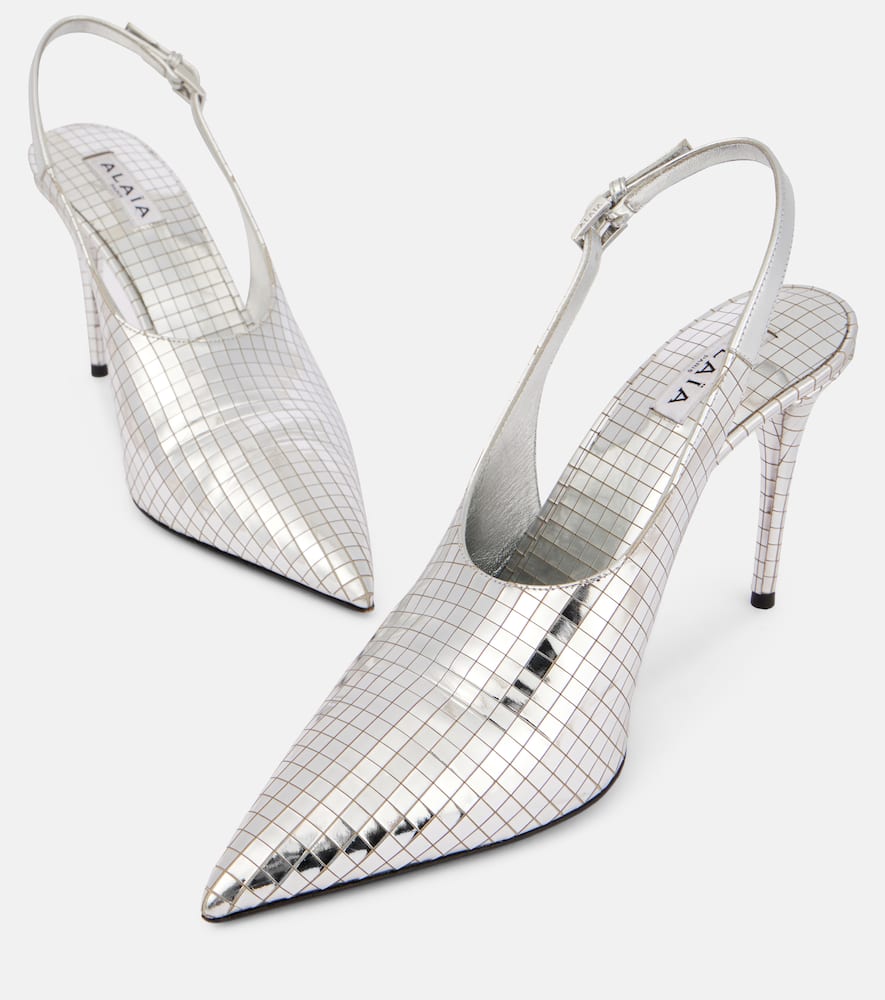Alaia Mirrored leather slingback pumps