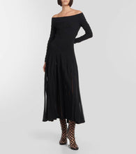 Alaia Off-shoulder jersey midi dress