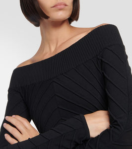 Alaia Off-shoulder jersey midi dress